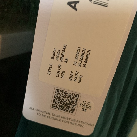 Azazie sz 8 bridal formal gown nwt Blaine style pine color BEAUTIFUL! - Picture 7 of 11